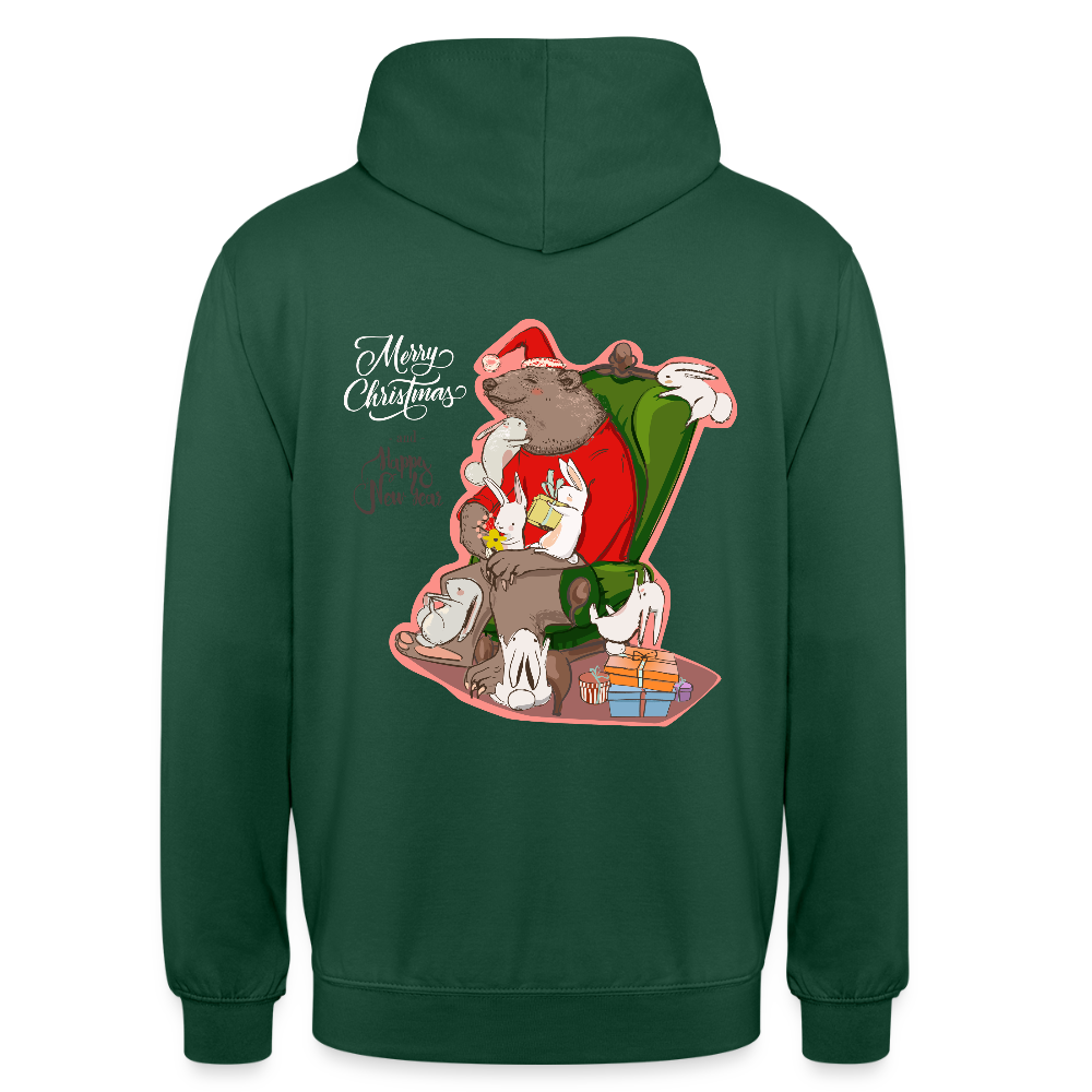 Christmas Bear Unisex Hoodie - bottle green