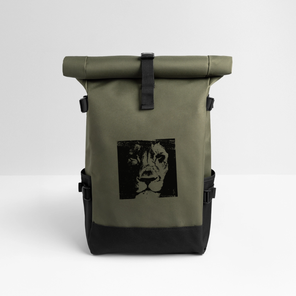 Lion Roll Top Backpack - olive/black