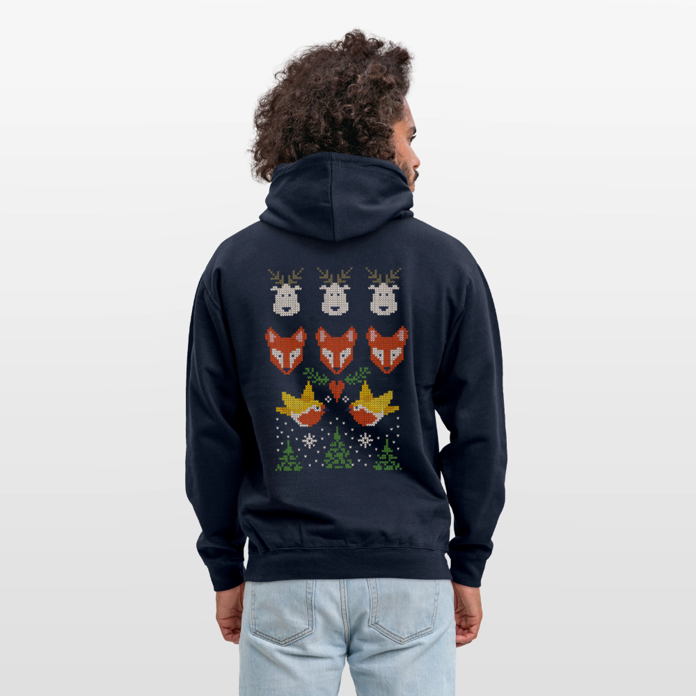 Christmas Embroidery Unisex Hoodie - navy
