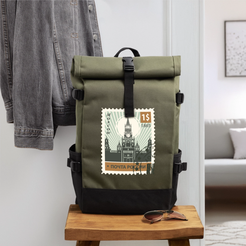 Moscow Roll Top Backpack - olive/black