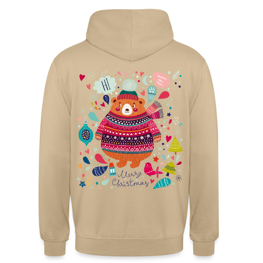 Christmas Bear Unisex Hoodie - beige