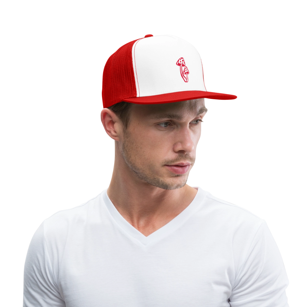 Mushrooms Trucker Cap - white/red