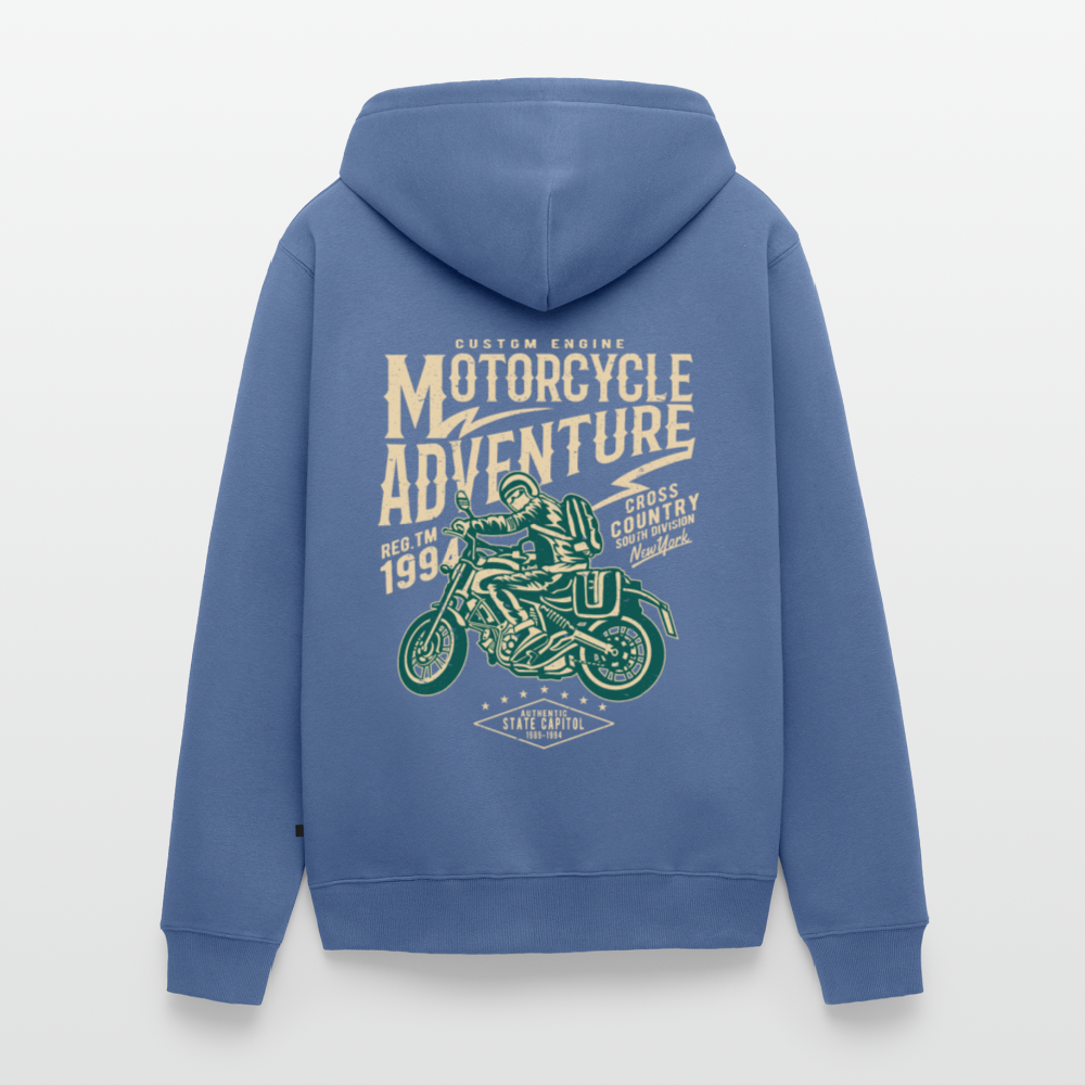 Motorcycle Adventure Men's Premium Hooded Jacket - stone blue
