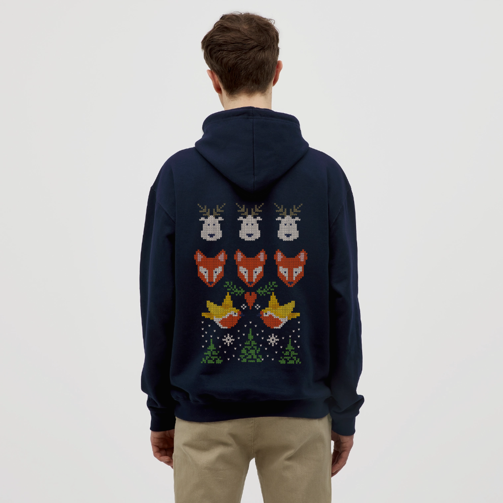 Christmas Embroidery Unisex Hoodie - navy