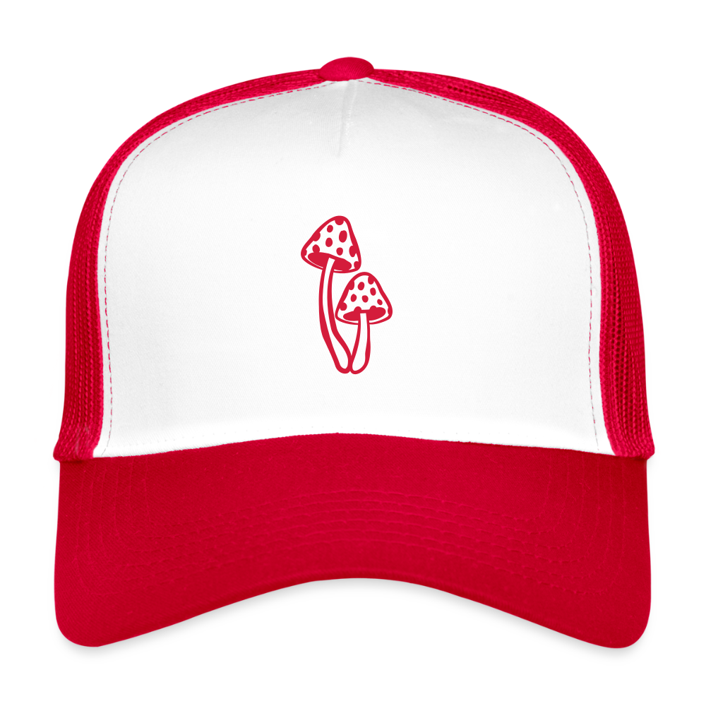 Mushrooms Trucker Cap - white/red