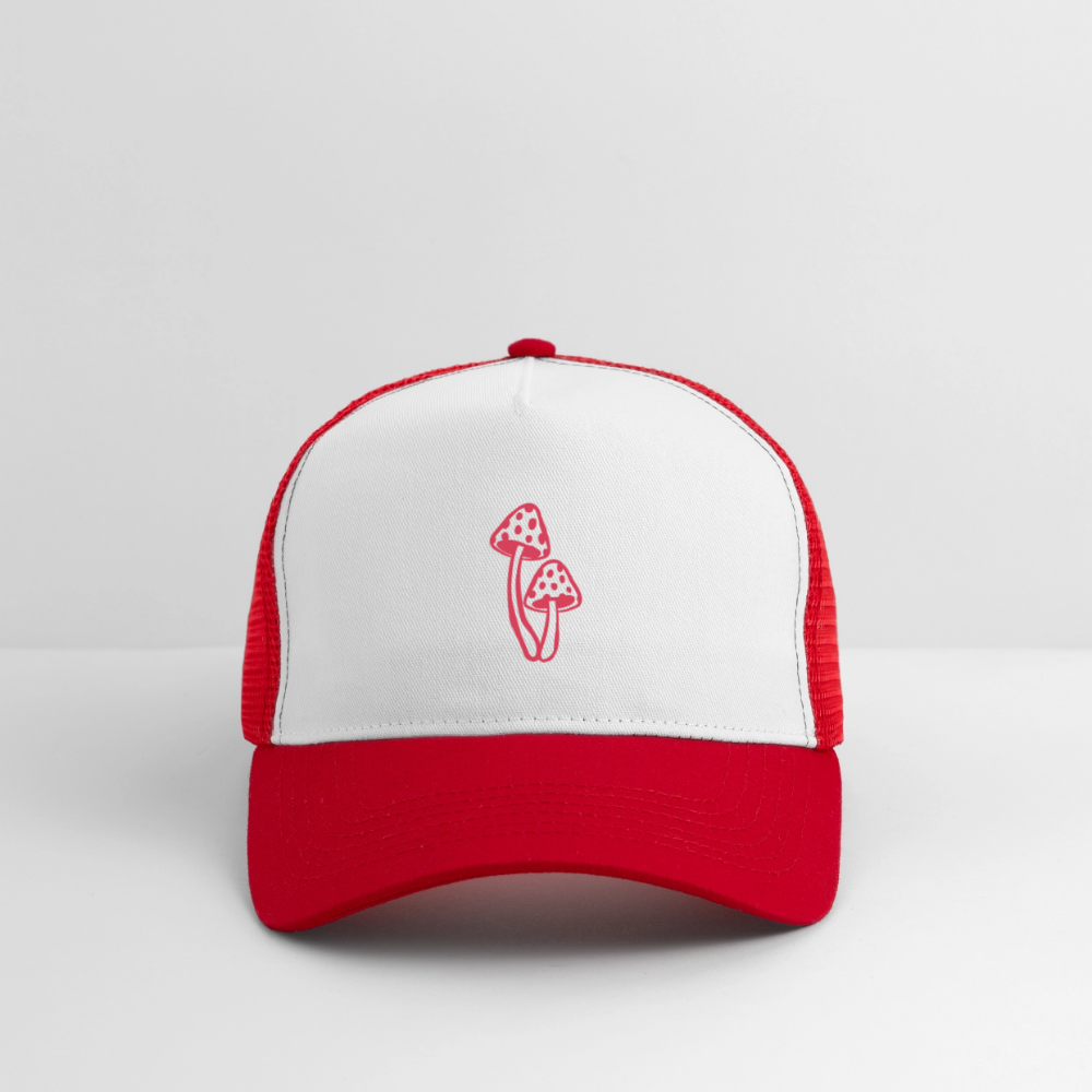 Mushrooms Trucker Cap - white/red