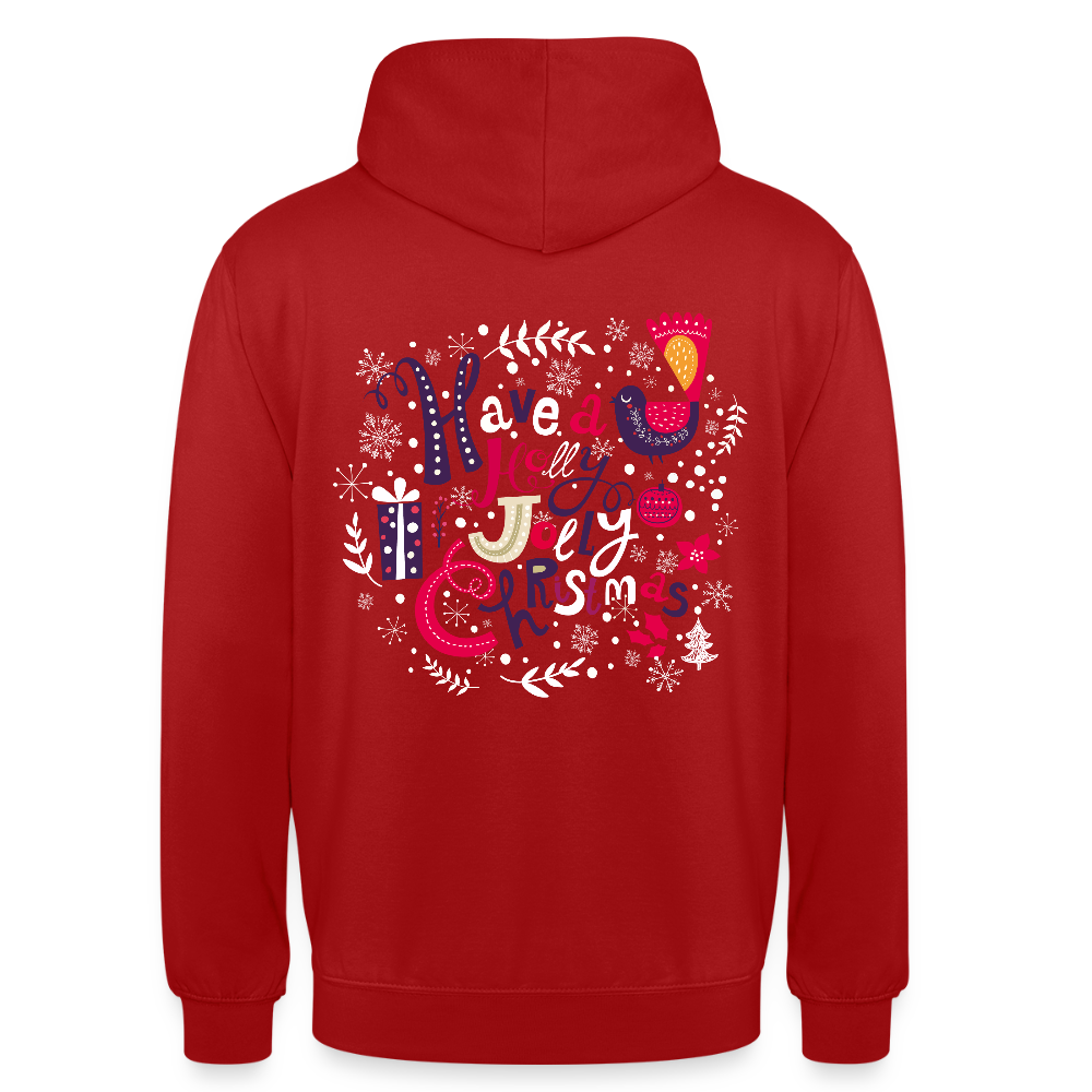 Holly Jolly Christmas Unisex Hoodie - red