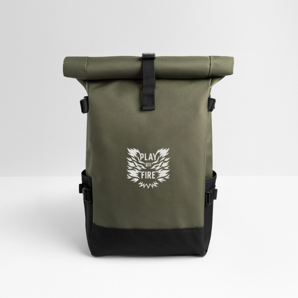 Play with fire Roll Top Backpack - olive/black