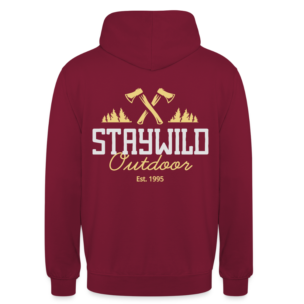 Sign Stay Wild Outdoors Unisex Hoodie - bordeaux