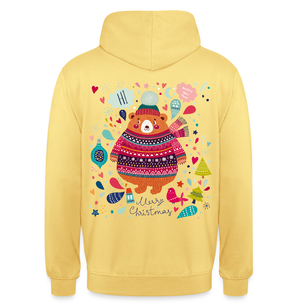Christmas Bear Unisex Hoodie - lemon yellow