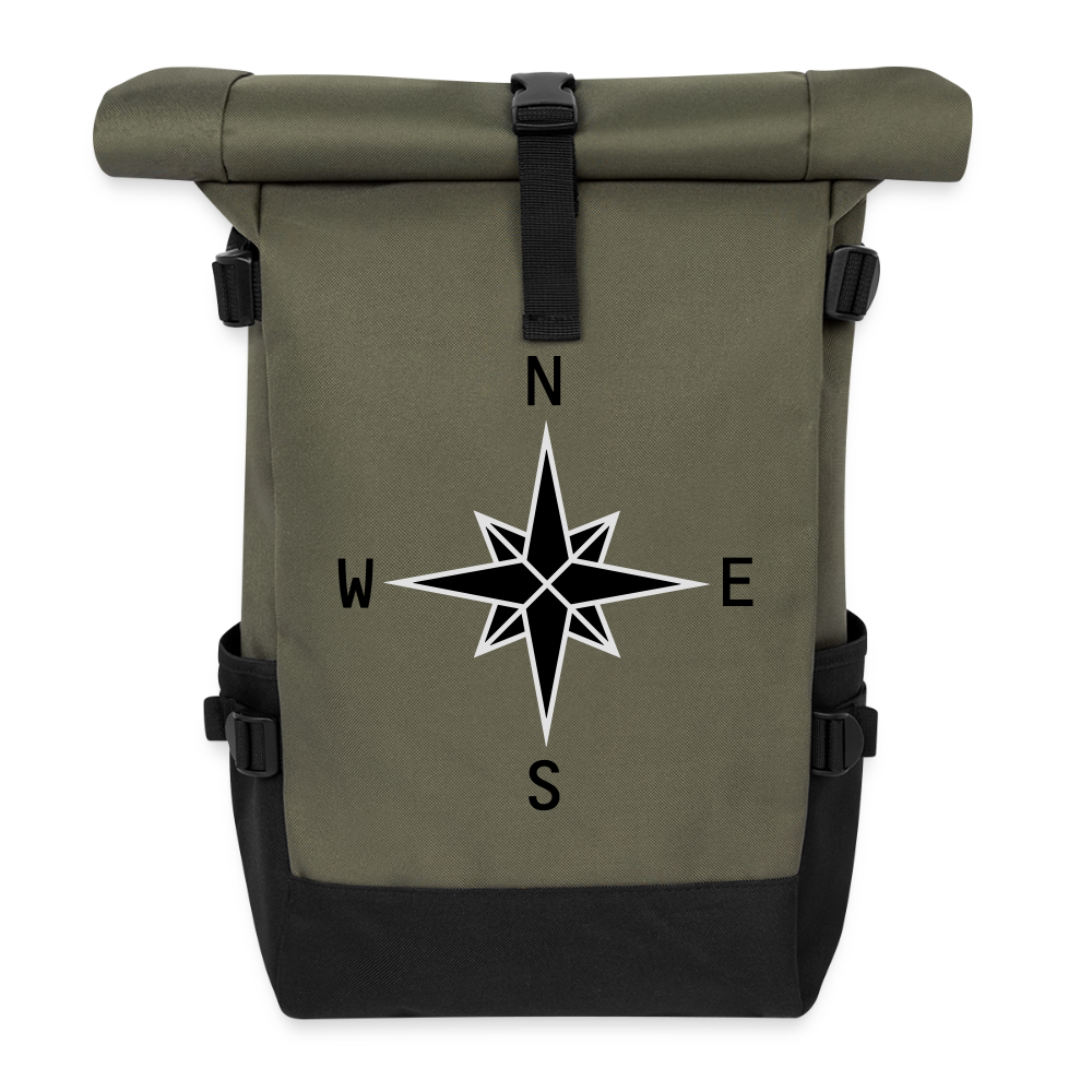 Compass  Roll Top Backpack - olive/black