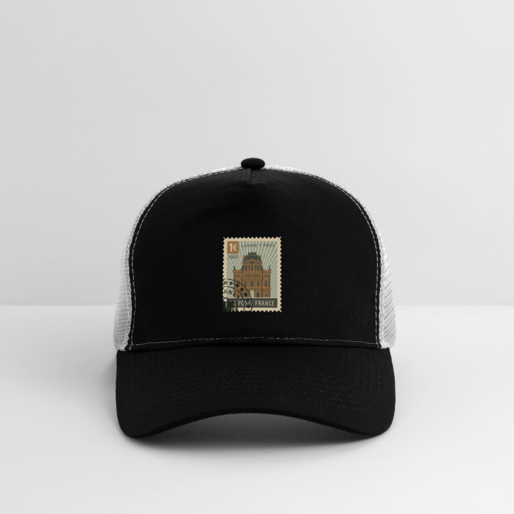 Postage Stamp France Louvre Paris Trucker Cap - black/stone grey