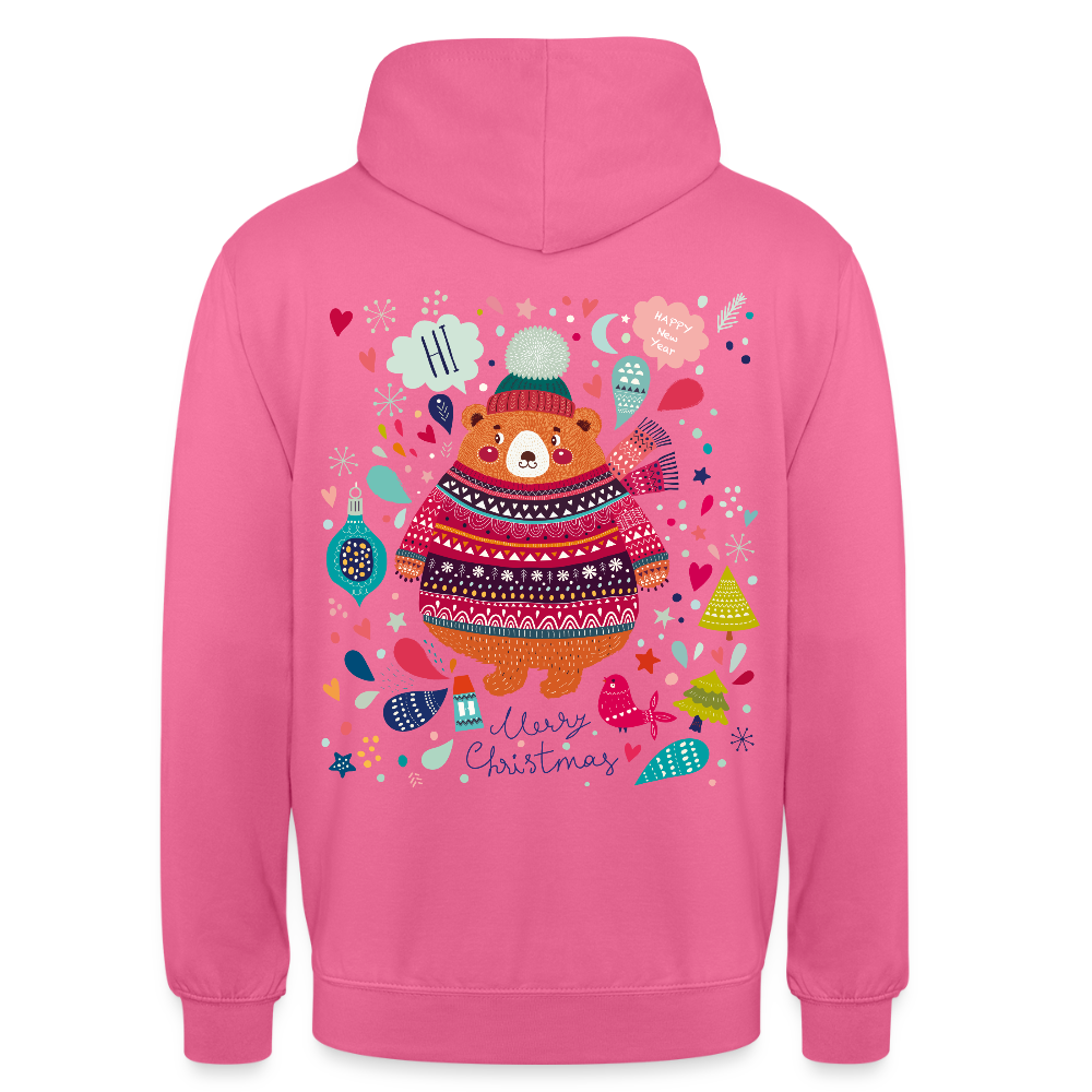 Christmas Bear Unisex Hoodie - pink