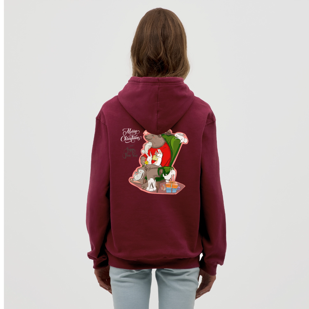 Christmas Bear Unisex Hoodie - bordeaux