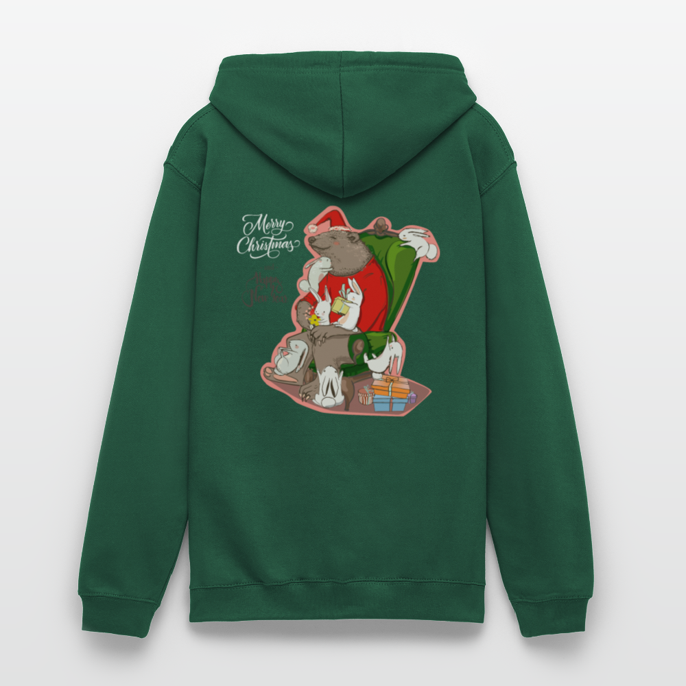 Christmas Bear Unisex Hoodie - bottle green
