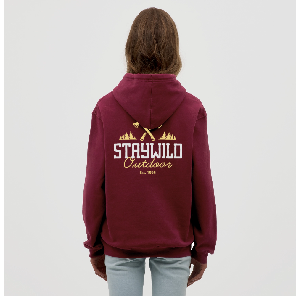 Sign Stay Wild Outdoors Unisex Hoodie - bordeaux