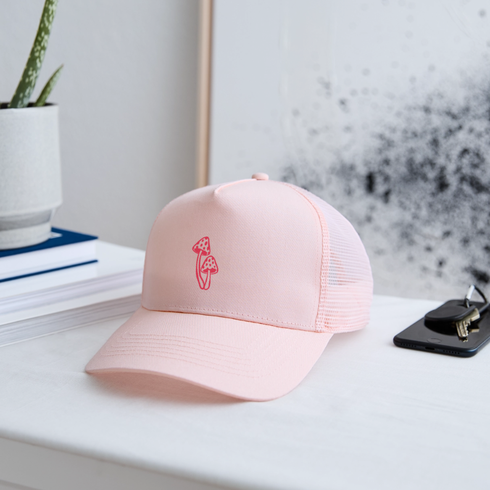 Mushrooms Trucker Cap - pale pink