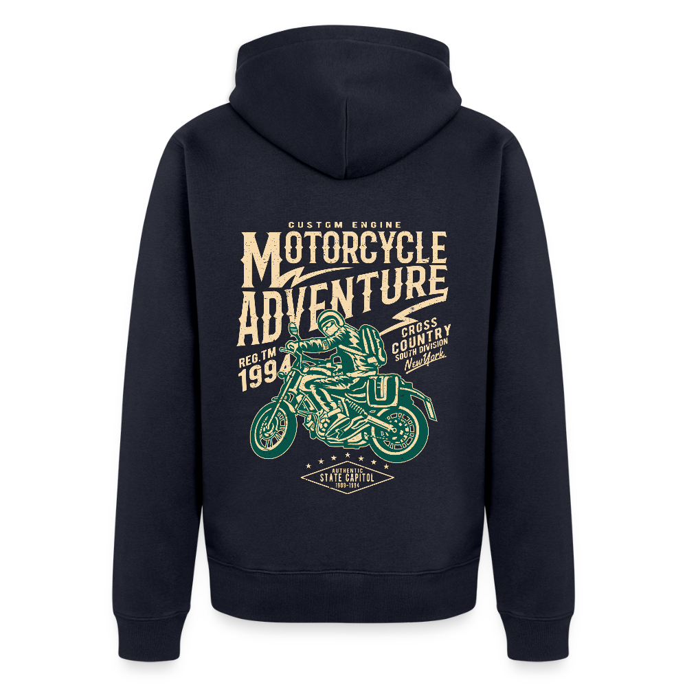 Motorcycle Adventure Men's Premium Hooded Jacket - navy