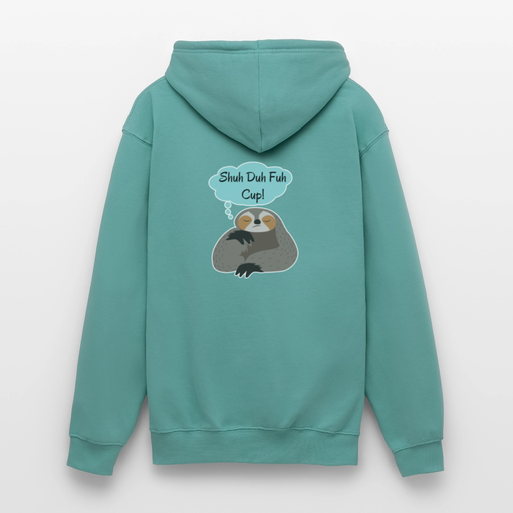 Shuh Duh Fuh Cup Sloth Unisex Hoodie - pastel turquoise