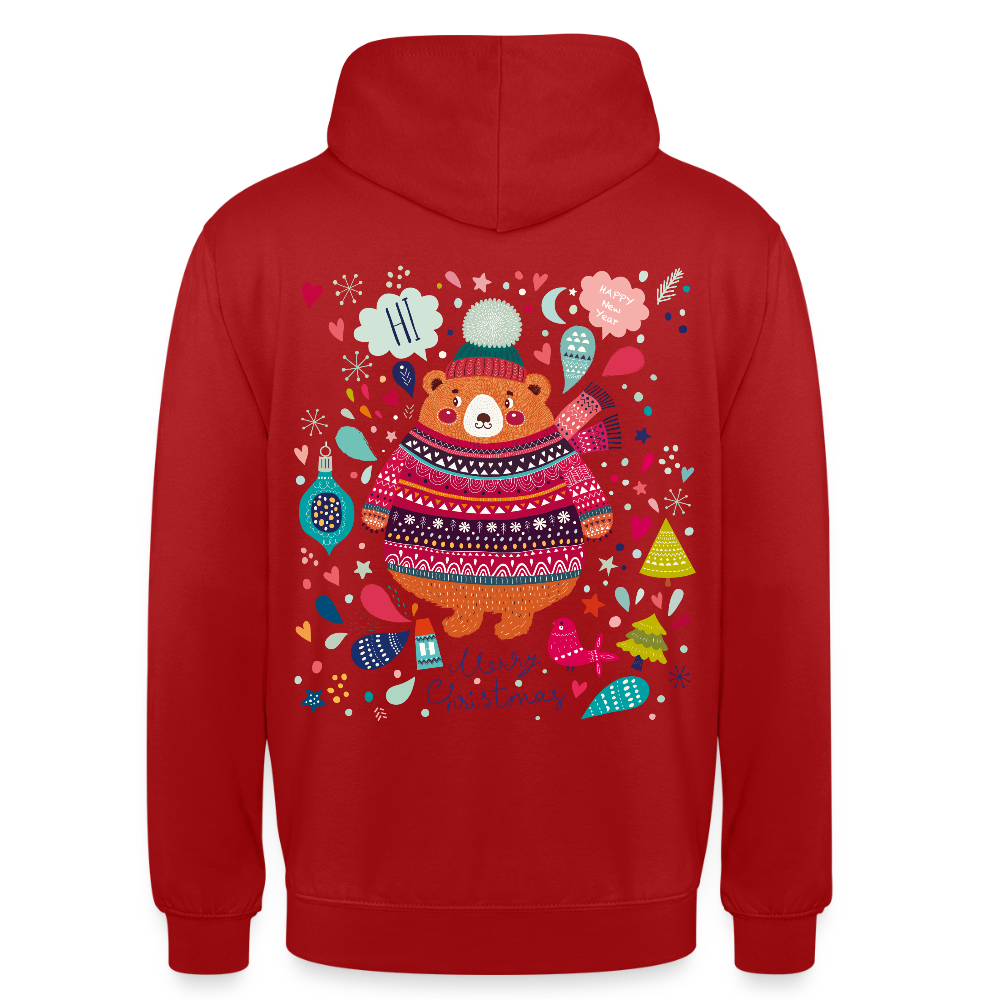 Christmas Bear Unisex Hoodie - red