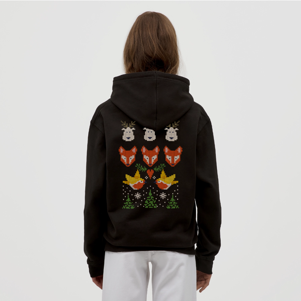 Christmas Embroidery Unisex Hoodie - black