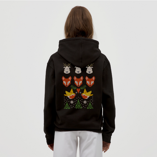 Christmas Embroidery Unisex Hoodie - black