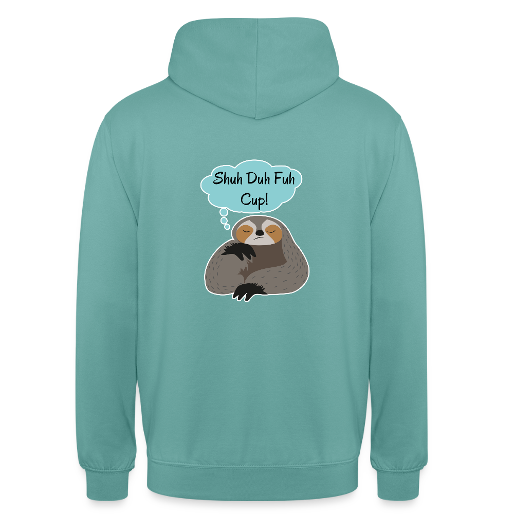 Shuh Duh Fuh Cup Sloth Unisex Hoodie - pastel turquoise
