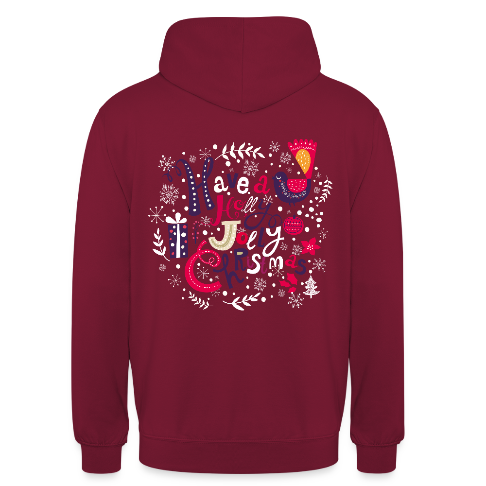Holly Jolly Christmas Unisex Hoodie - bordeaux