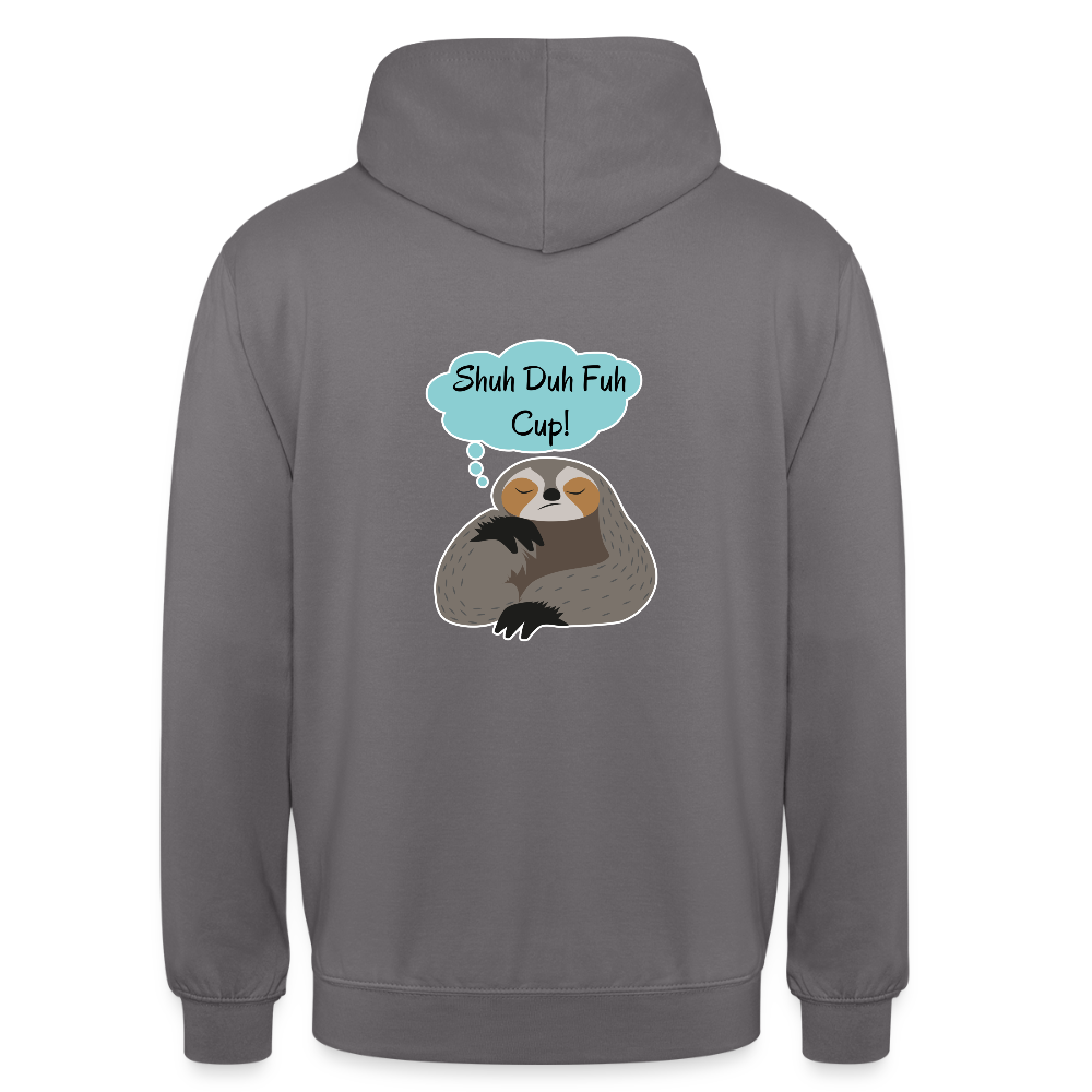 Shuh Duh Fuh Cup Sloth Unisex Hoodie - elephant grey