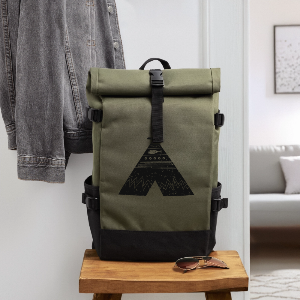 Tipi Roll Top Backpack - olive/black