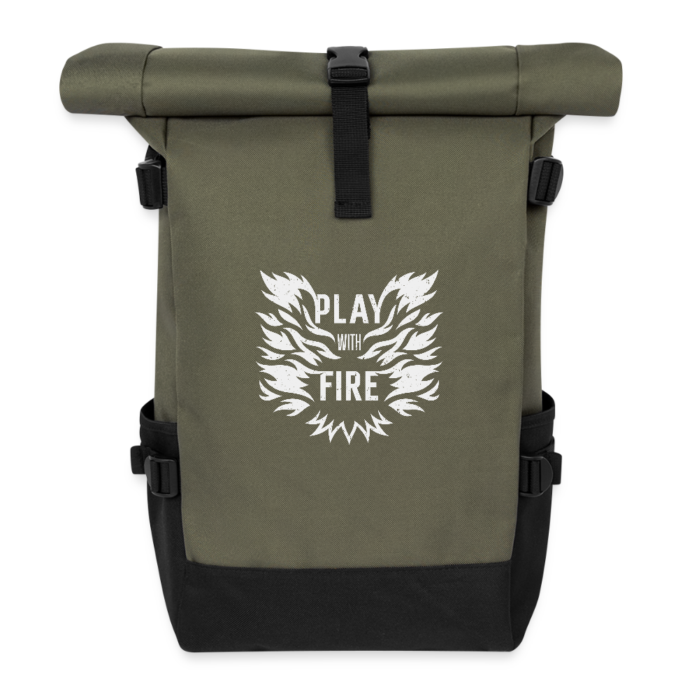 Play with fire Roll Top Backpack - olive/black