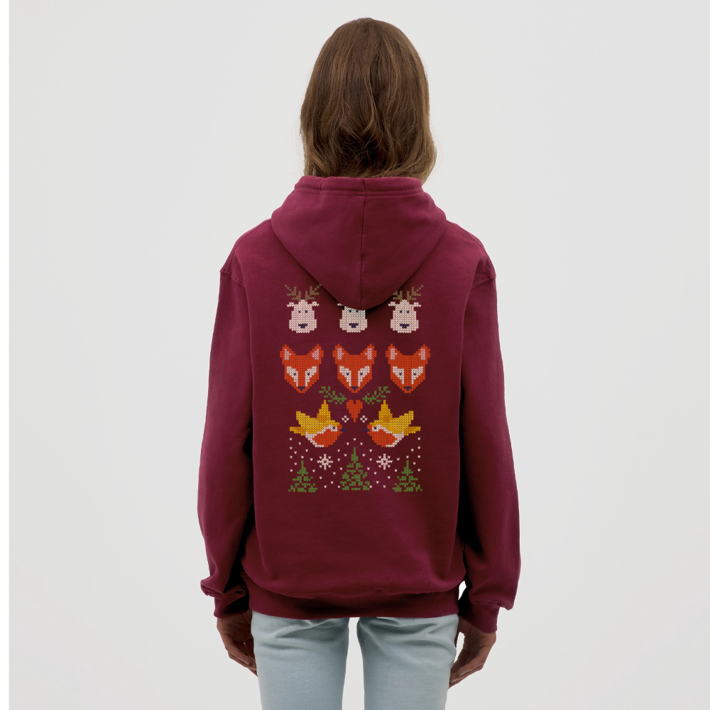 Christmas Embroidery Unisex Hoodie - bordeaux
