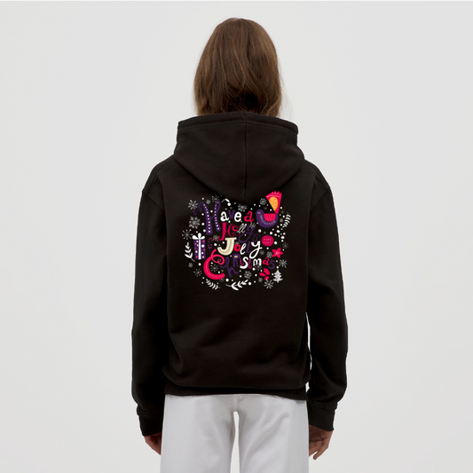 Holly Jolly Christmas Unisex Hoodie - black