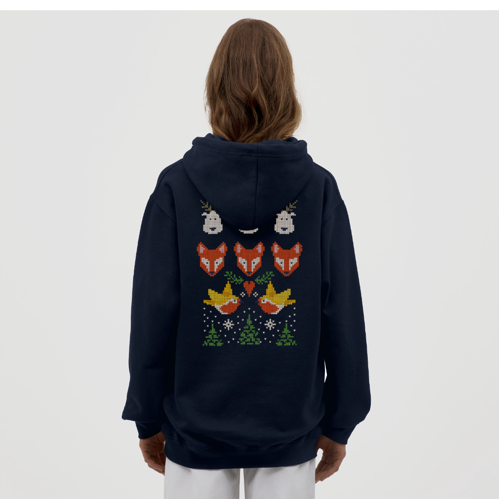 Christmas Embroidery Unisex Hoodie - navy