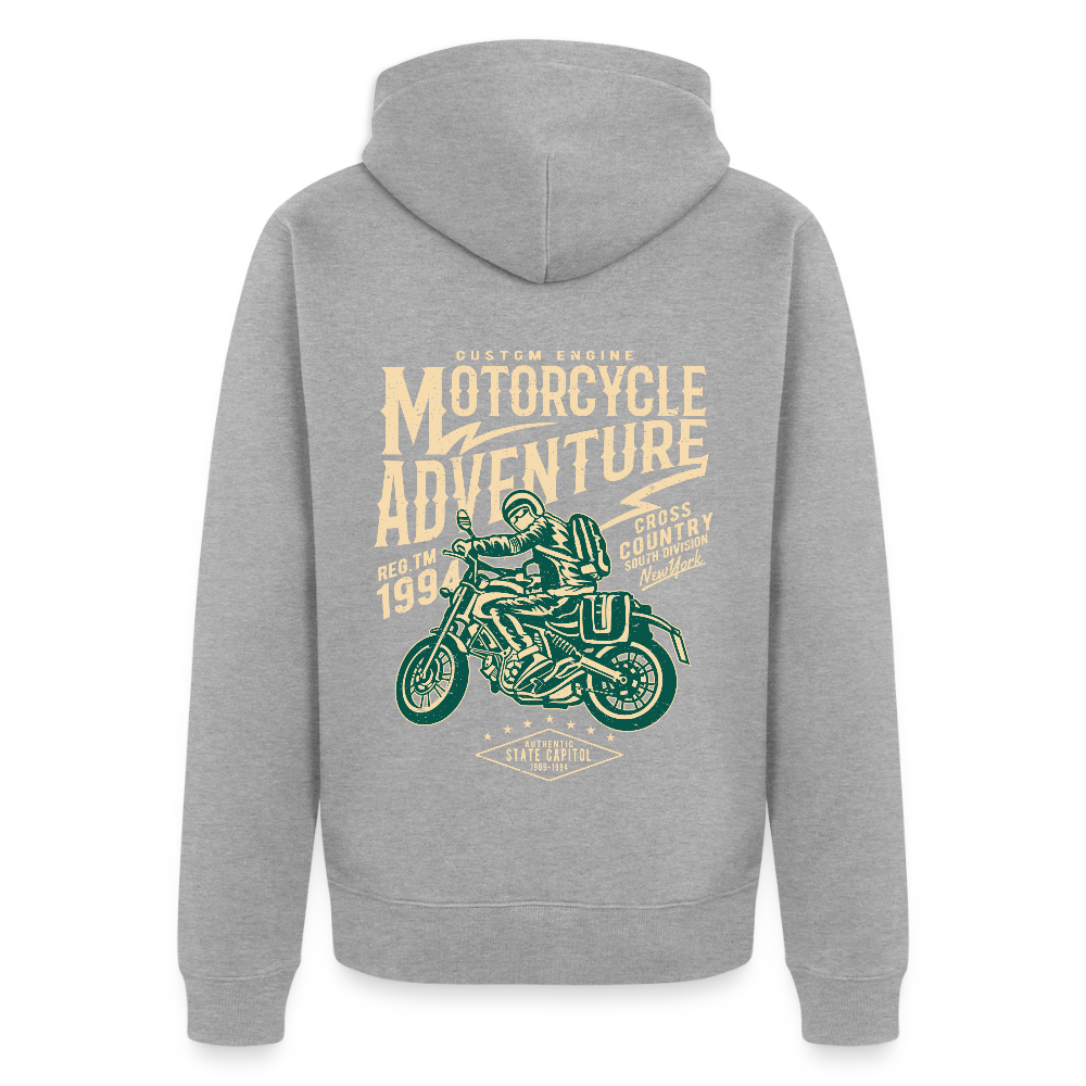 Motorcycle Adventure Men's Premium Hooded Jacket - heather grey