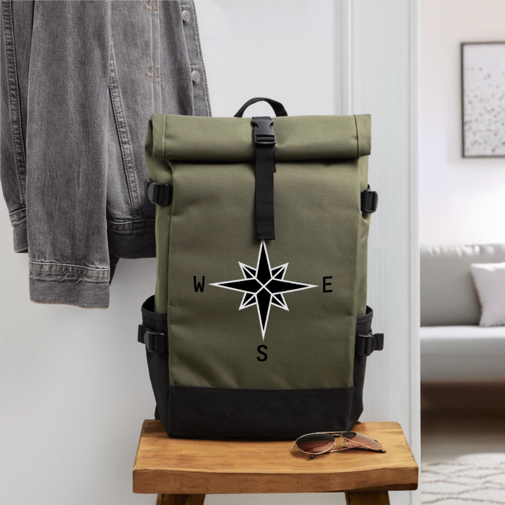 Compass  Roll Top Backpack - olive/black