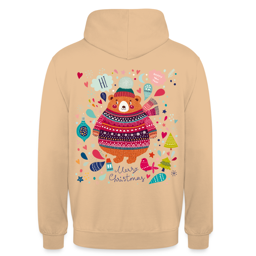 Christmas Bear Unisex Hoodie - peach