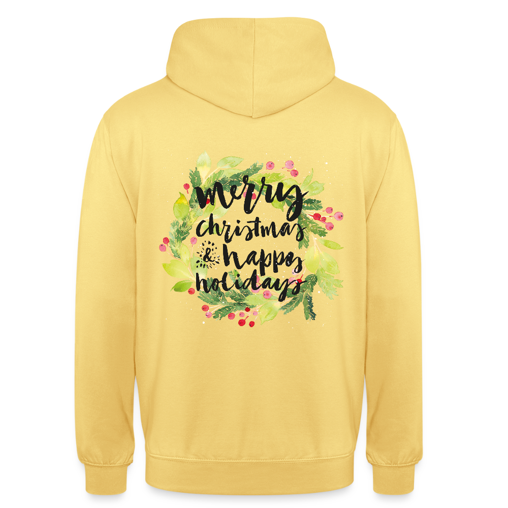 Merry christmas and happy holidays Unisex Hoodie - lemon yellow