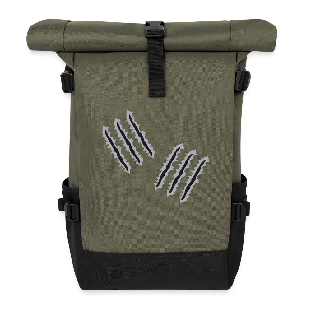 Claws  Roll Top Backpack - olive/black
