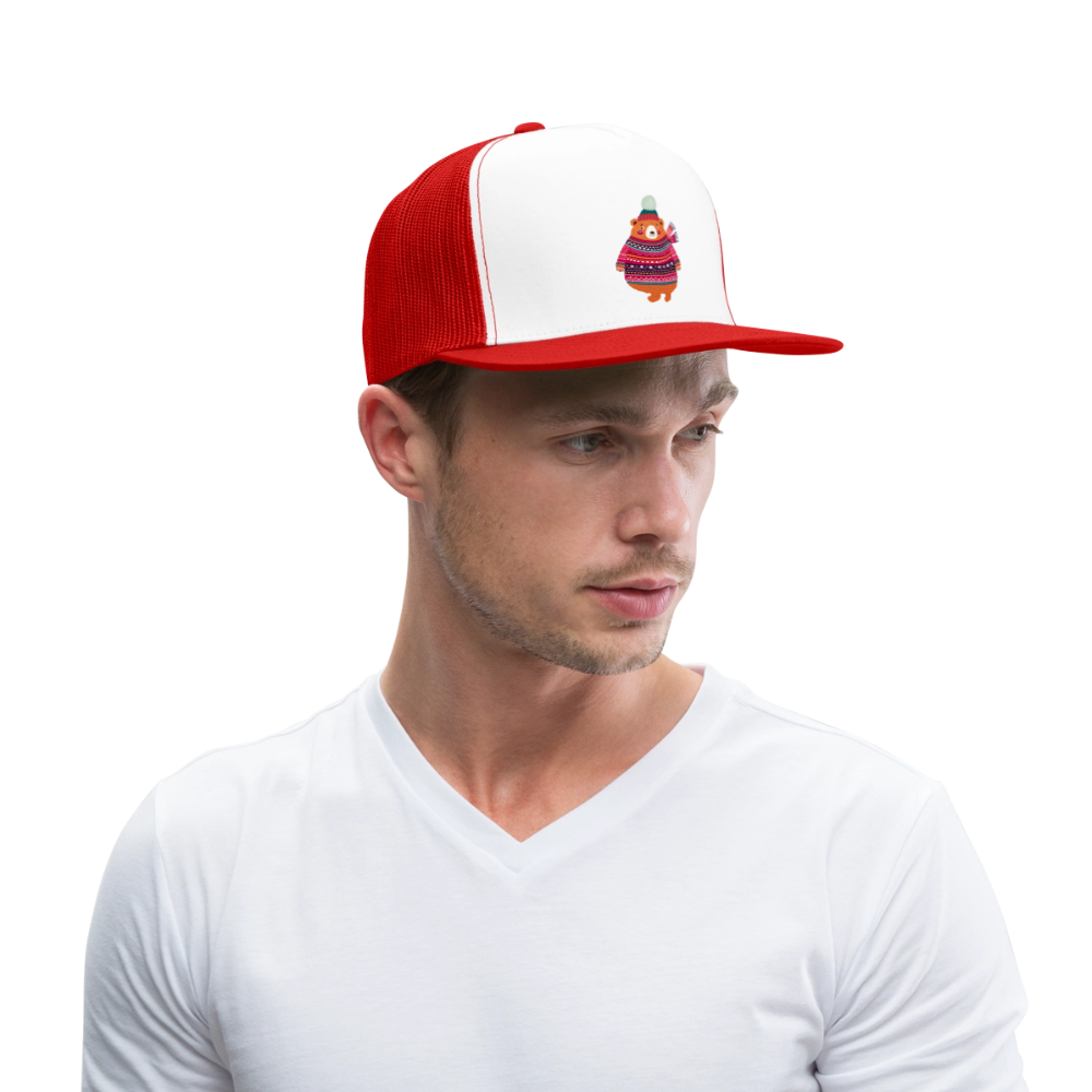 Christmas Bear Trucker Cap - white/red